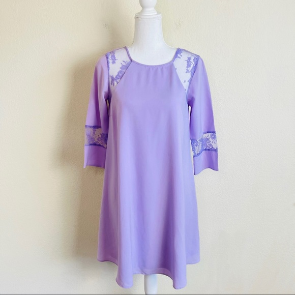 NWT ASOS Lavender Purple Lace Cut Out Panel Swing Dress - Picture 3 of 12